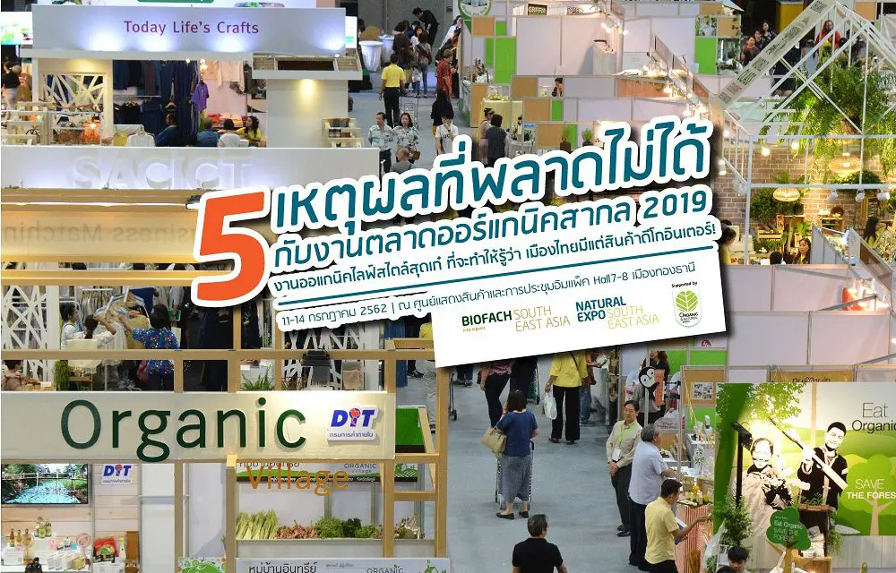 5 เหตุผลที่พลาดไม่ได้กับงานตลาดออร์แกนิคสากล 2019 งานออแกนิคไลฟ์สไตล์สุดเก๋ ที่จะทำให้รู้ว่า เมืองไทยมีแต่สินค้าดีโกอินเตอร์!